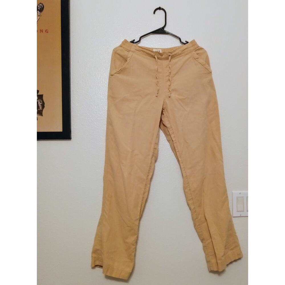 PACT Womens Beige Linen Organic Cotton Pants Tie Waist Relaxed Fit Eco Wear SZ S